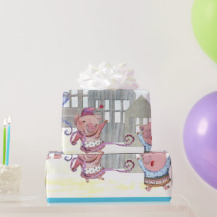 Papel De Regalo Tres Cerditos con sus casas