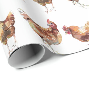 Papel de regalo - Tres gallinas de granja