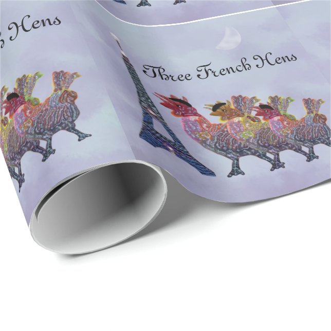 Papel De Regalo Tres gallinas francesas (Esquina del rollo)