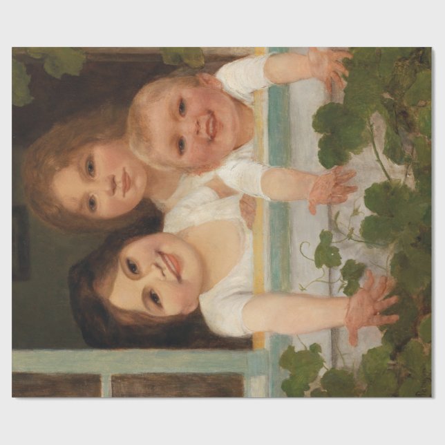 Papel De Regalo Tres hijos en la ventana (Superficie plana)