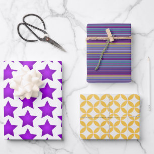 Papel de regalo Tres Láminas - Estrellas Rayas Pét