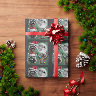 Papel De Regalo Tres mapaches con la Navidad de la galaxia de la l