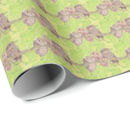 Papel De Regalo Tres pequeñas lechuzas de cobardía - pintura acríl