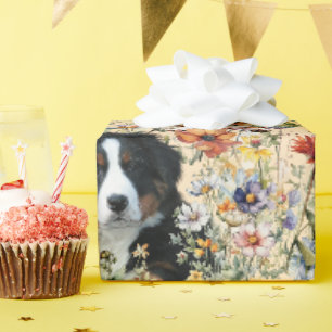 Papel De Regalo Tres perros en flores silvestres sin costuras