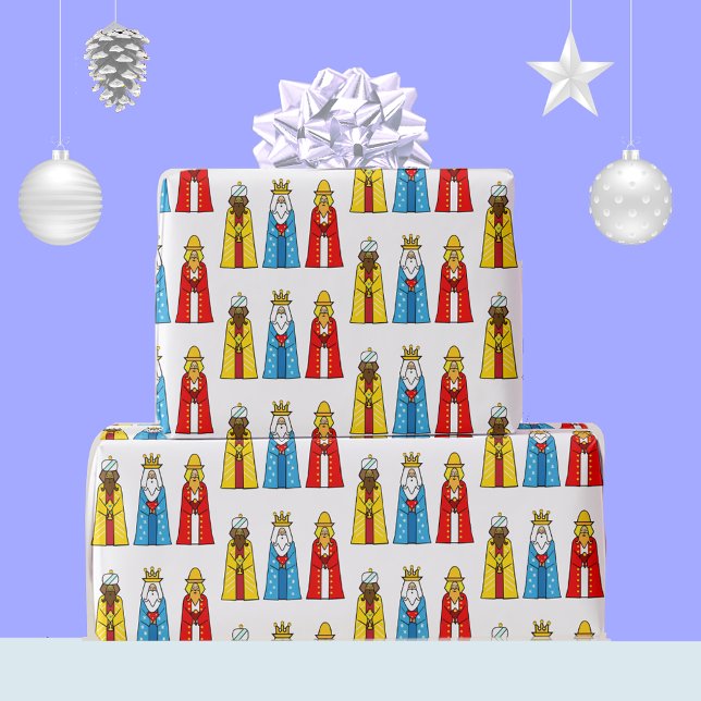Papel De Regalo Tres Reyes Magos sobre Blanco (Subido por el creador)