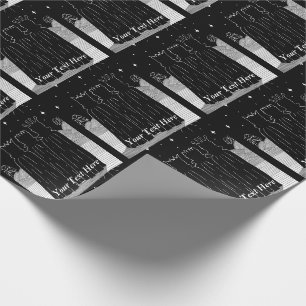 Papel De Regalo Tres reyes navidades estrellas arte blanco y negro
