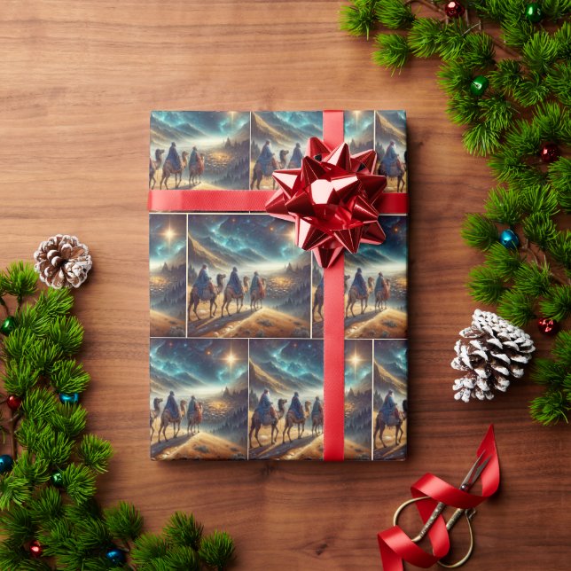 Papel De Regalo Tres Wisemen siguiendo a una estrella (Regalo de vacaciones)