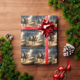 Papel De Regalo Tres Wisemen siguiendo a una estrella