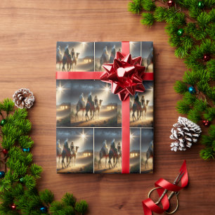Papel De Regalo Tres Wisemen siguiendo a una estrella