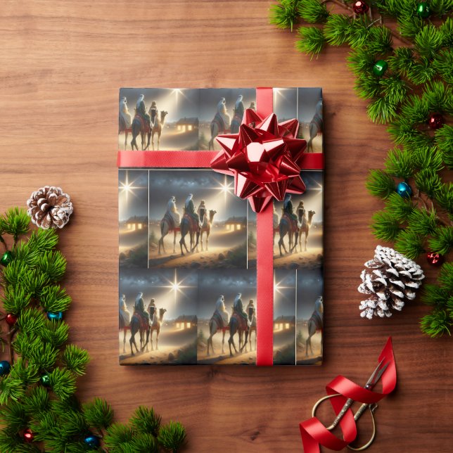 Papel De Regalo Tres Wisemen siguiendo a una estrella (Regalo de vacaciones)