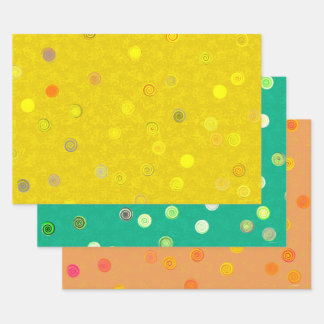 Papel de regalo tri-color espirales de lunares ret