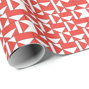 Papel De Regalo Triángulo Cuadrado Geométrico Blanco Naranja