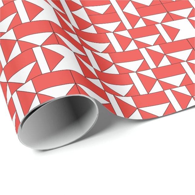 Papel De Regalo Triángulo Cuadrado Geométrico Blanco Naranja (Esquina del rollo)