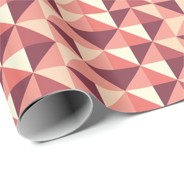Papel De Regalo Triángulo Geométrico Rosa Melocotón Púrpura  (Esquina del rollo)
