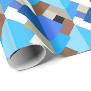 Papel De Regalo Triángulos abstractos modernos, azul cobalto y mar