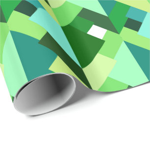 Papel De Regalo Triángulos abstractos modernos, verde esmeralda y 