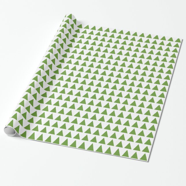 Papel De Regalo Triángulos - Aguacate verde sobre blanco (Desenrollado)