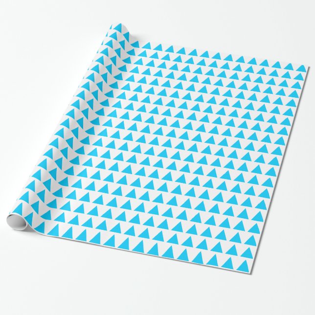 Papel De Regalo Triángulos - Azul cielo en blanco (Desenrollado)