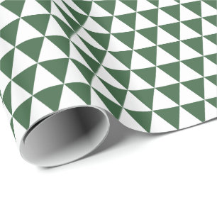 Papel De Regalo Triángulos blancos y verdes cazador