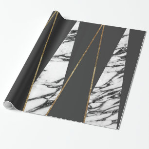 Papel De Regalo Triángulos de mármol modernos largos del negro y