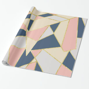 Papel De Regalo Triángulos geométricos femeninos con falso oro