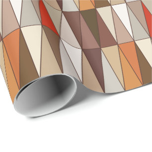 Papel De Regalo Triángulos geométricos modernos, beige, Brown,
