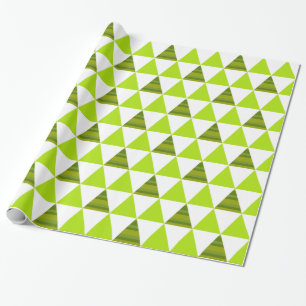 Papel De Regalo Triángulos geométricos modernos verdes y modelo