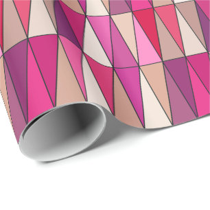 Papel De Regalo Triángulos geométricos modernos, violeta, rosa y b