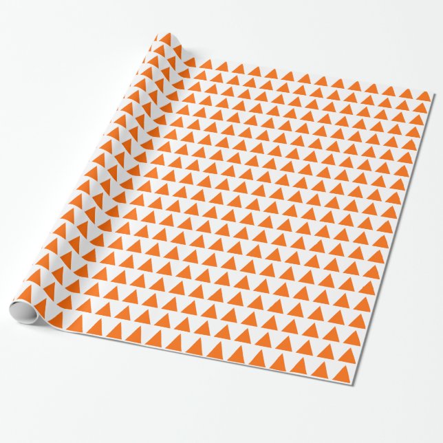 Papel De Regalo Triángulos - Naranja sobre blanco (Desenrollado)