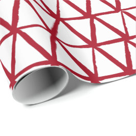 Papel De Regalo Triángulos pintados a mano, blanco y rojo, Navidad
