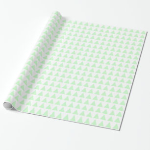 Papel De Regalo Triángulos - Verde fantasma sobre blanco