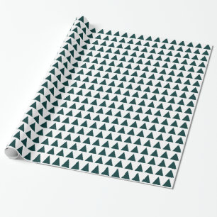 Papel De Regalo Triángulos - Verde oscuro sobre blanco