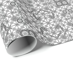 Papel De Regalo Tribal Batik - gris / gris, negro y blanco