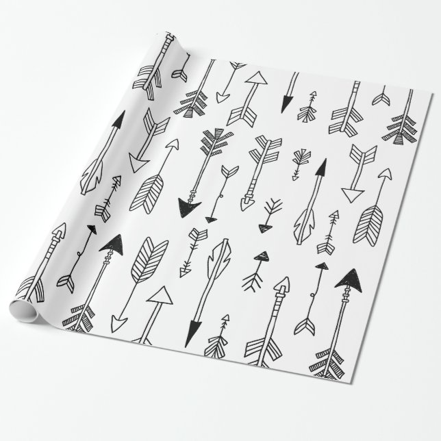 Papel de regalo tribal dibujado mano de la flecha (Desenrollado)