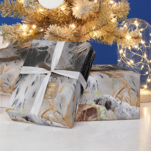 Papel De Regalo Tríbol de colores Inglés Setter Art, caza de leña