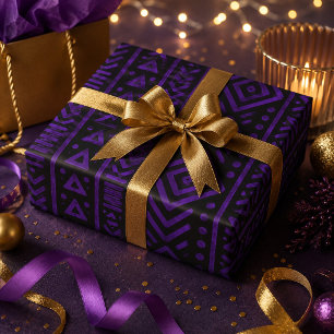 Papel De Regalo Tribu Geométrico Morado Audaz Afrocentrismo