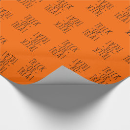 Papel De Regalo Trick-or-Treat Halloween Black on Naranja