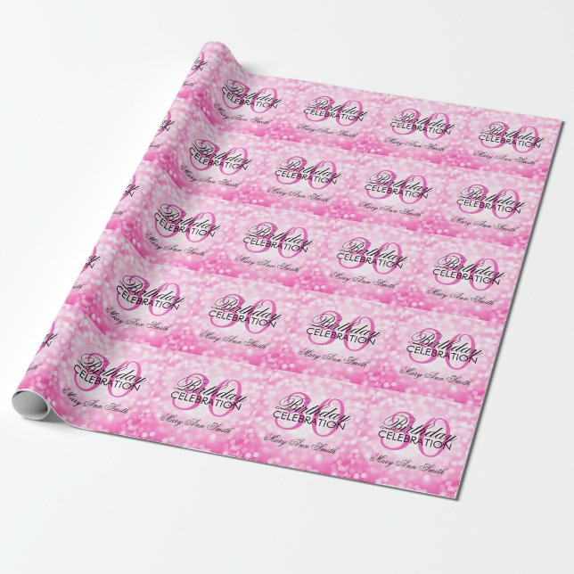 Papel De Regalo Trigésimas luces elegantes del purpurina del rosa (Desenrollado)