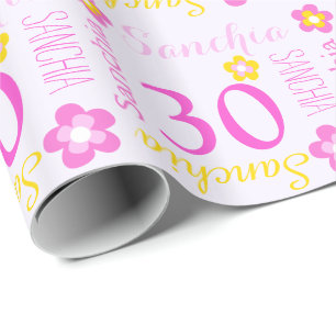 Papel De Regalo Trigésimo abrigo personalizado flor del cumpleañ