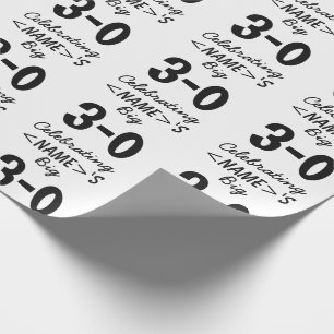 Papel De Regalo Trigésimo cumpleaños personalizado del negro