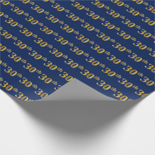 Papel De Regalo Trigésimo (trigésimo) acontecimiento del oro azu