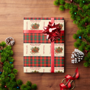 Papel De Regalo Trineo de Navidad vintage con regalos y cuadros es