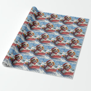 Papel De Regalo Trineo de Perros Cavalier King Charles Spaniel Nav