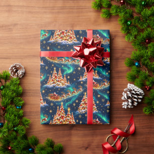 Papel De Regalo Trineo de Santa de Laponia Bosque Encantado de Nav
