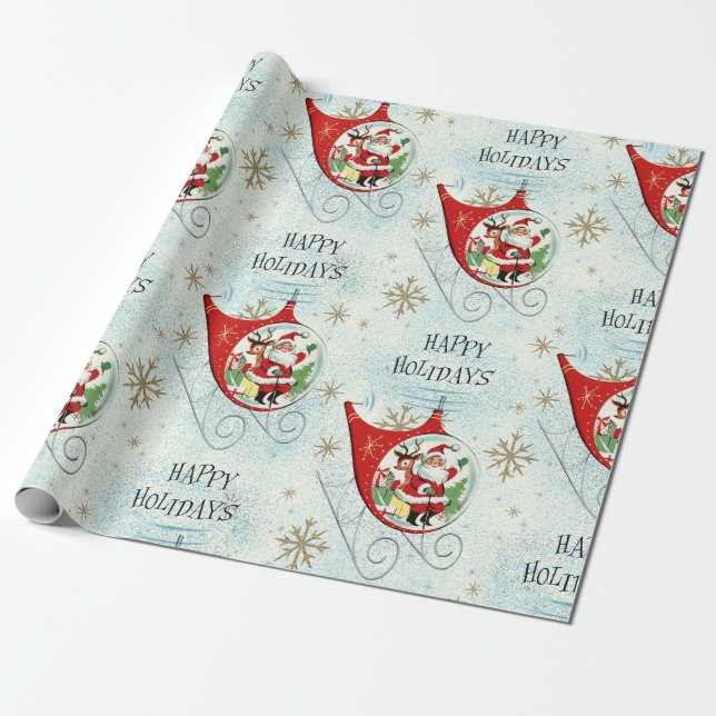 Papel De Regalo Trineo Rotor Retro de Santa (Desenrollado)