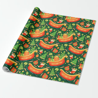 Papel De Regalo Trineo y decoraciones festivas de Navidad de Papá