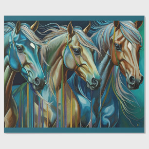 Papel De Regalo Trío de caballos