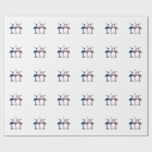 Papel De Regalo Trío de Flamencos Patrióticos Diseño de Grabado Vi