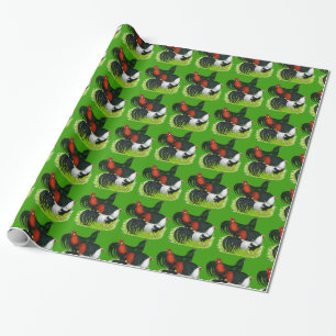 Papel De Regalo Trío de gallos de cola larga
