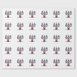 Papel De Regalo Trío de gnomos patrióticos diseño vectorial vintag